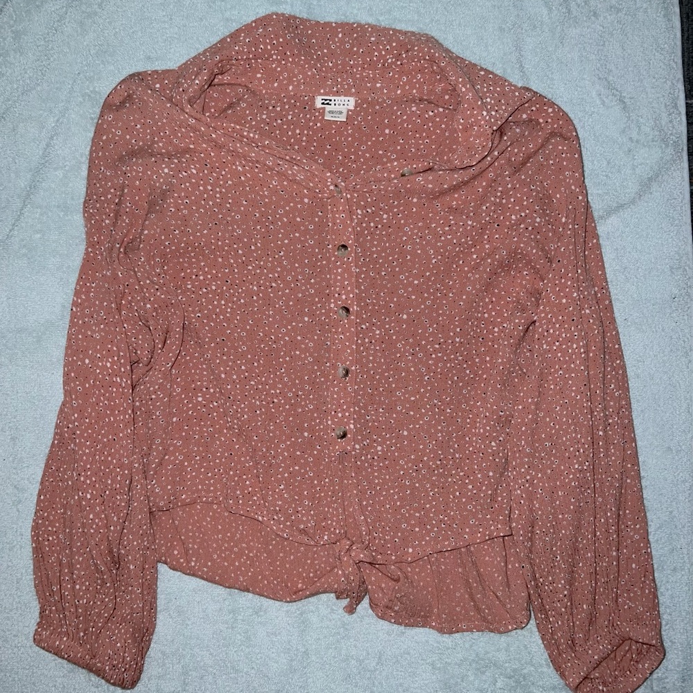 Billabong Lightweight Patterned Coral Pink Blouse